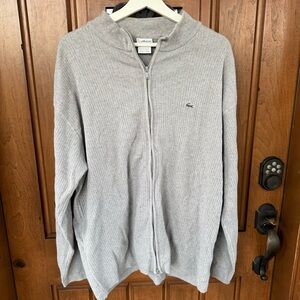 Vintage Lacoste Knit Jacket‎ Grey Full Zip Men’s Size 8 XXL